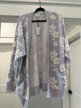 Caslon Lavender Floral Open-Front Cardigan with Pockets